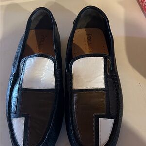Pollini Men's Black, White, and Brown Loafers